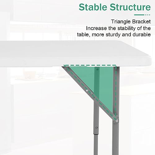 4 FT Heavy Duty Plastic Folding Table with Carrying Handle C29288