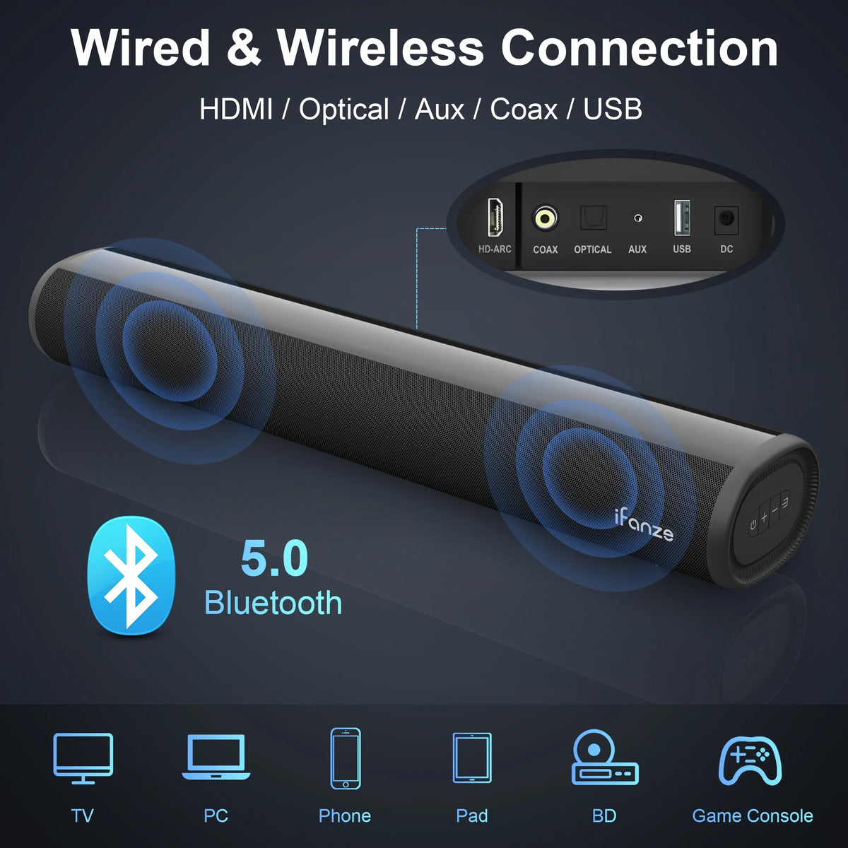 Sound Bar with Built-in Subwoofers A24633