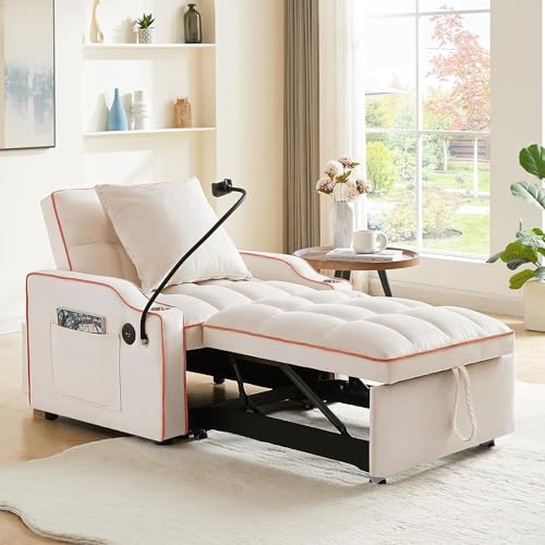 Creamy White 3-in-1 Convertible Sofa Bed X142