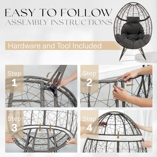 Black Wicker Egg Chair with Cushion N640
