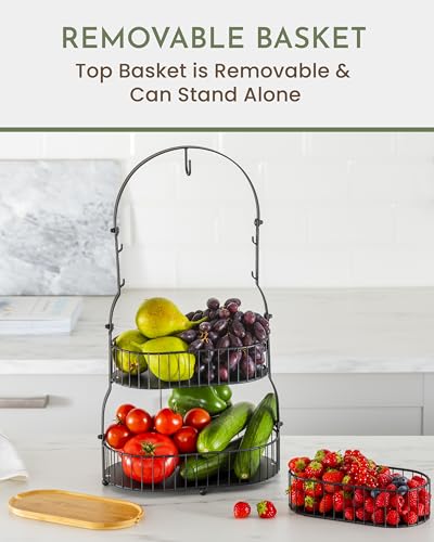 3 Tier Bamboo Fruit Basket with Removable Baskets Z90460
