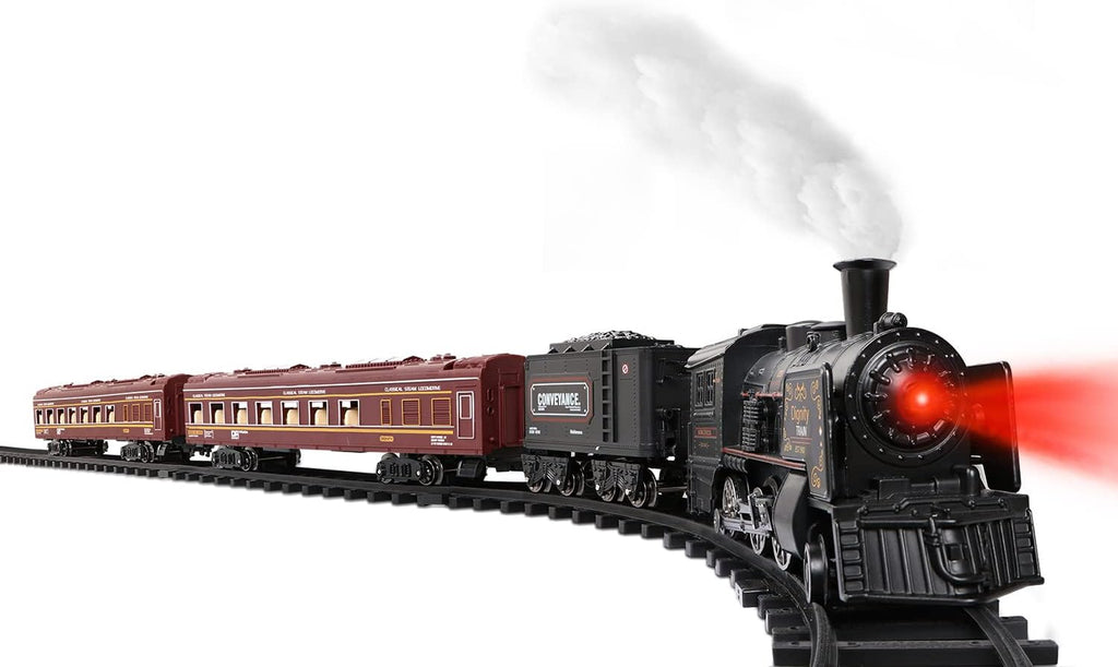 Metal Alloy Electric Train Set with Steam Locomotive, Passenger Carriages & Tracks B681