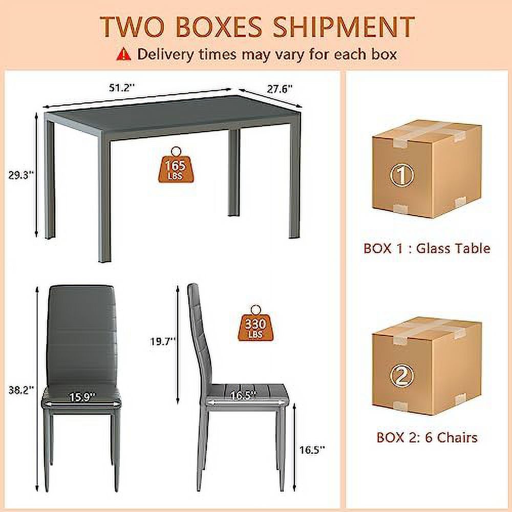 5 Piece Faux Marble Dining Table and PU Leather Chairs Set W491680