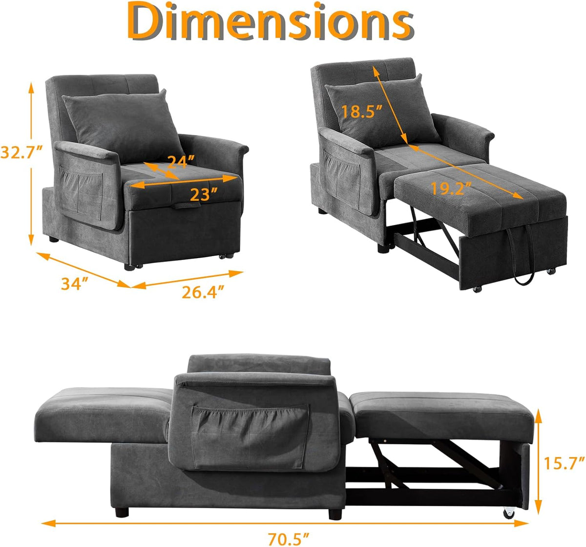 3 in 1 Folding Sofa Bed Chair G9682