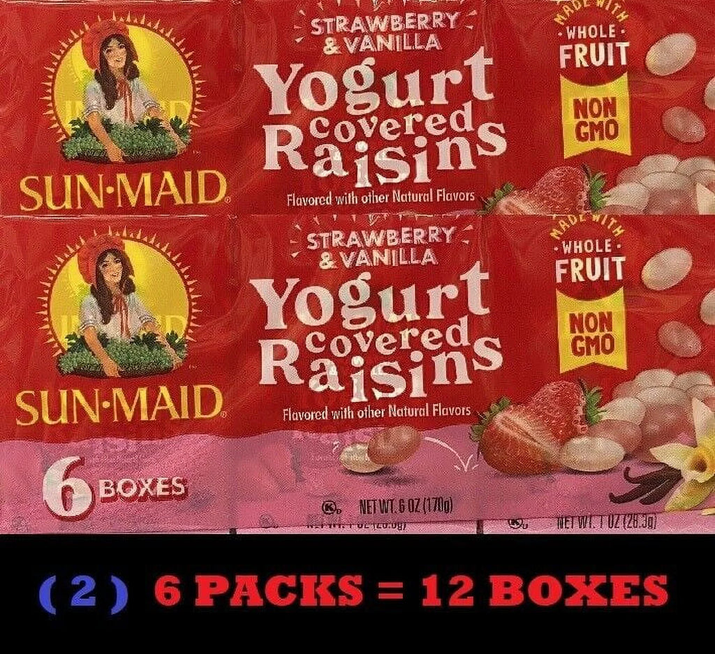 12 Boxes Strawberry & Vanilla Yogurt California Raisins C316443