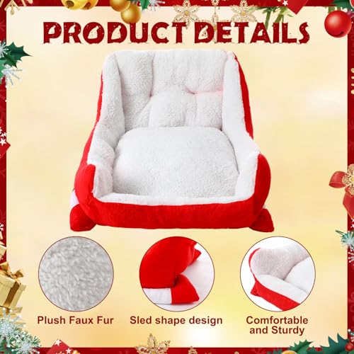 Red White 24x15x11 Inch Plush Synthetic Fur Christmas Dog Bed P36759