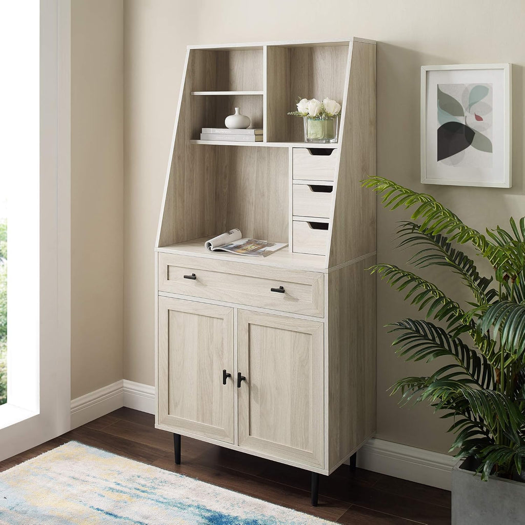 Birch Wood Desk with Keyboard Drawer and Bookshelf P95923
