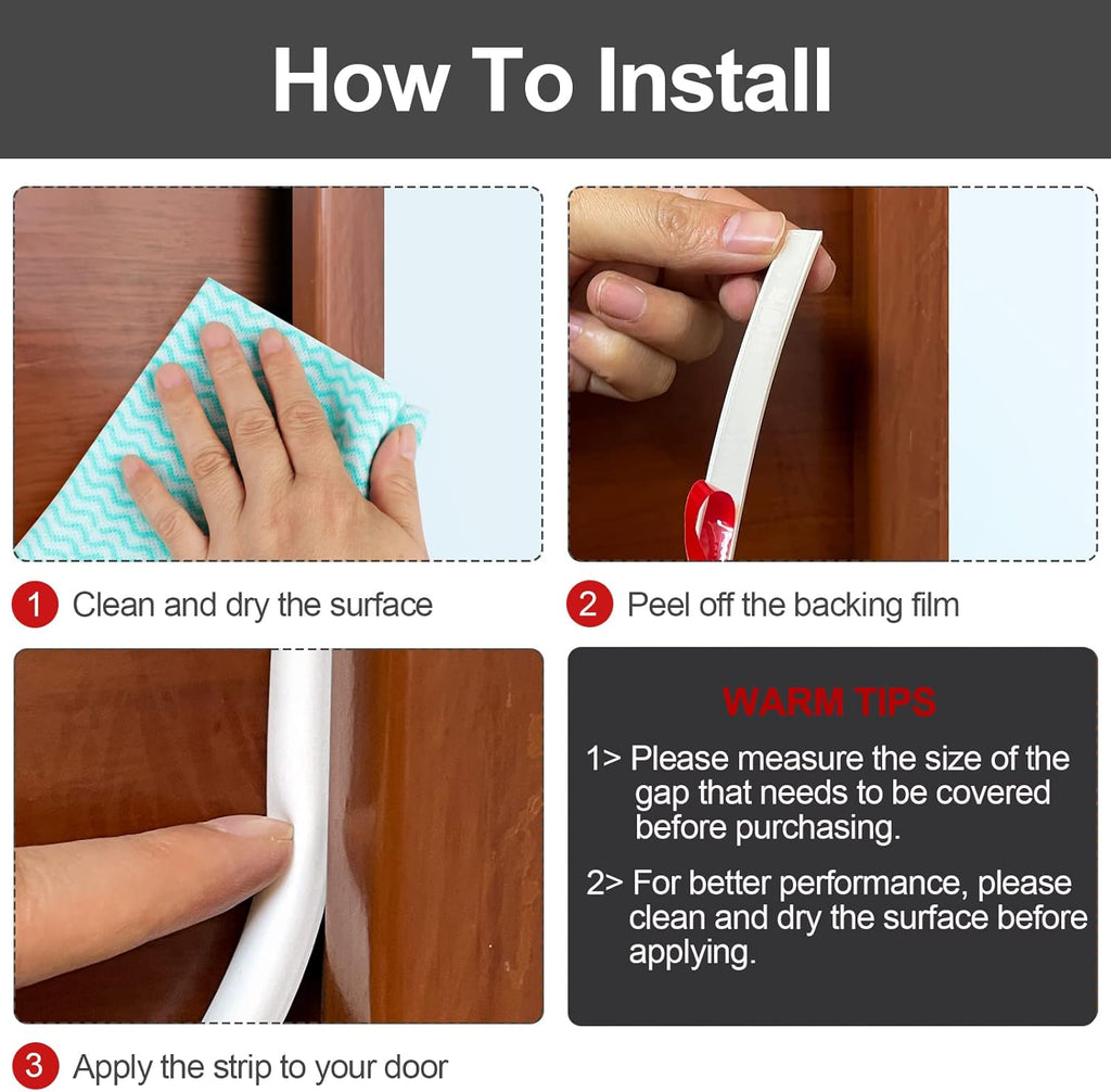 40 Feet Silicone Door Weather Stripping Self-Adhesive Seal Strip G152593
