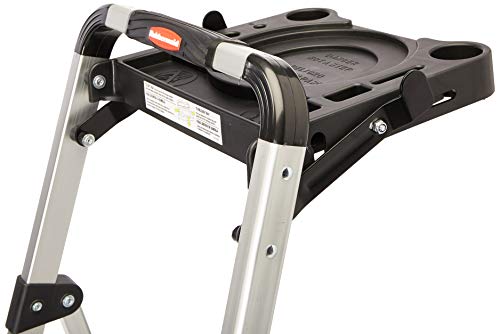 3-Step Lightweight Aluminum Folding Step Ladder with Project Tray, Gray A669837