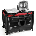 Red 4-in-1 Convertible Portable Baby Play Yard with Toys and Music Player O45007