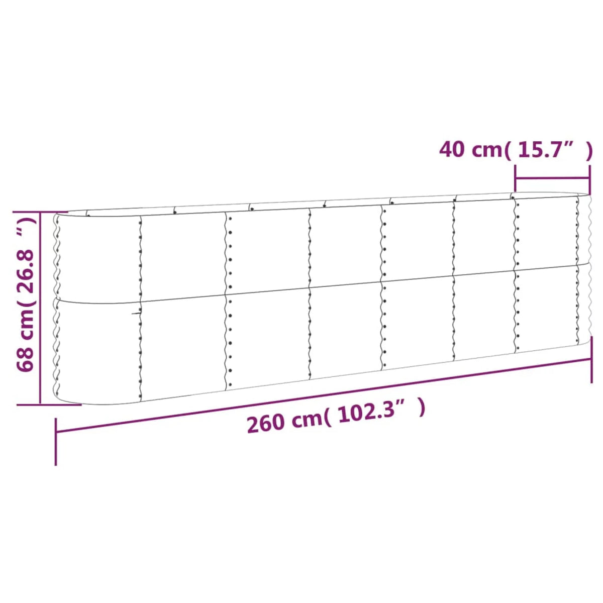 Raised Garden Bed Powder-coated Steel Gray M2160