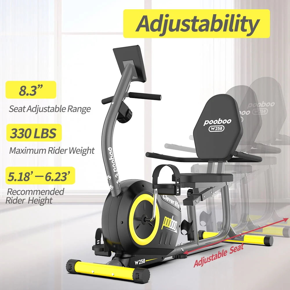 Recumbent Stationary Exercise Bike Adjustable Magnetic Resistance J841