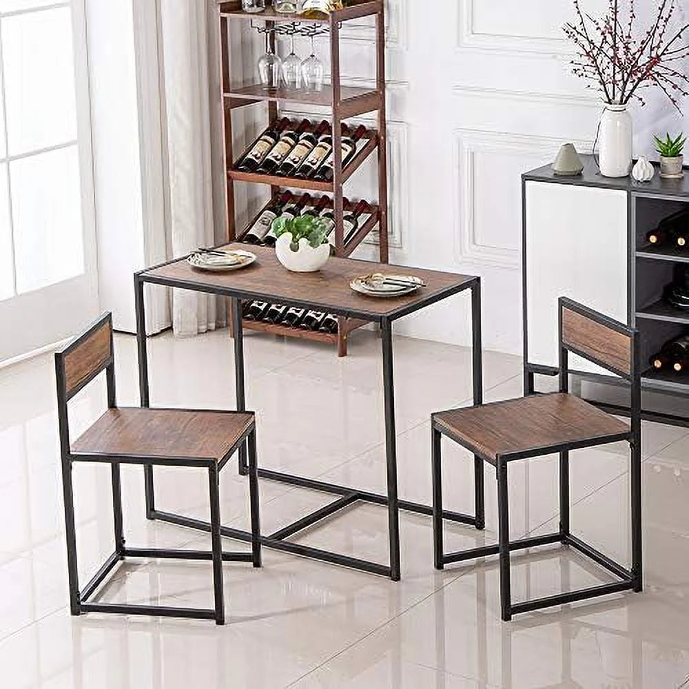 3 Pcs Modern Wood Dining Table and Chairs Set X41498