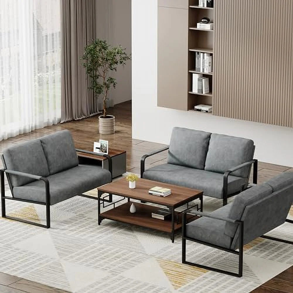 Faux Leather Loveseat Sofa with Padded Cushion X175