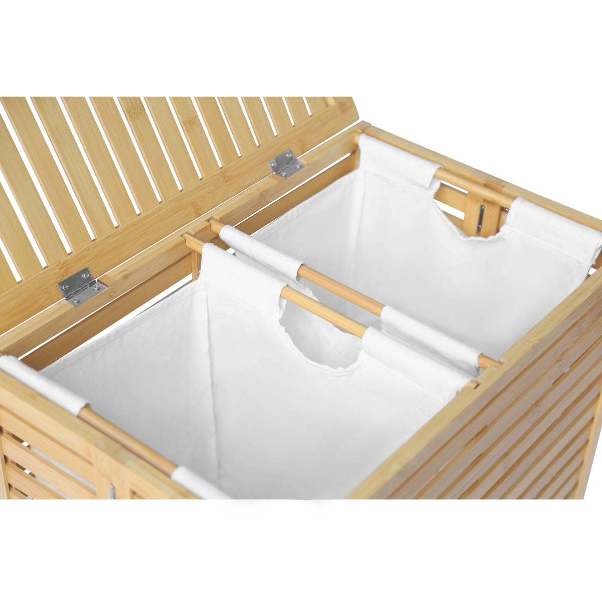 Foldable Bamboo Laundry Hamper with Lid and Liner Bag V74693