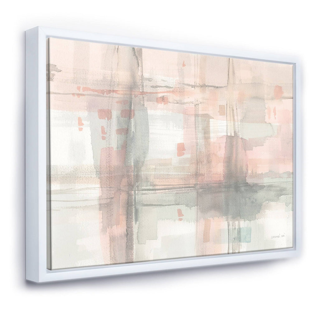 Pink Grey Modern Framed Canvas - 32 in. Wide x 16 in. High - Gold S421