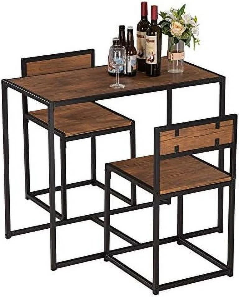 3 Pcs Modern Wood Dining Table and Chairs Set X41498