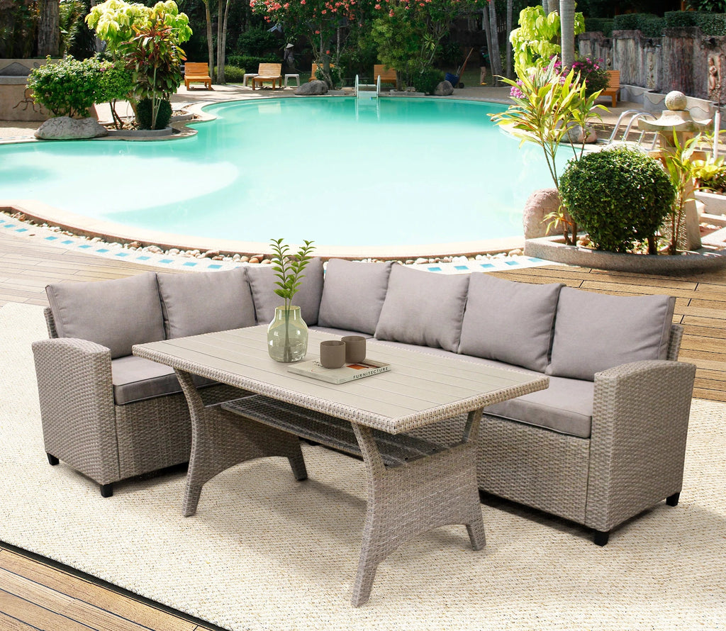PE Rattan Wicker Sectional Sofa Set with Table M80092