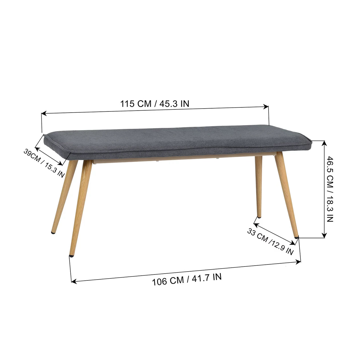 Charcoal Gray Upholstered Tufted Bench D269