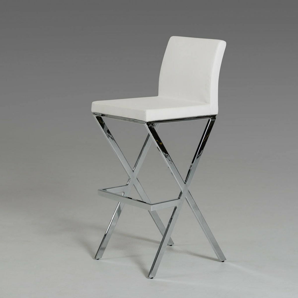 White Leatherette Bar Stool Set of 2 H310950