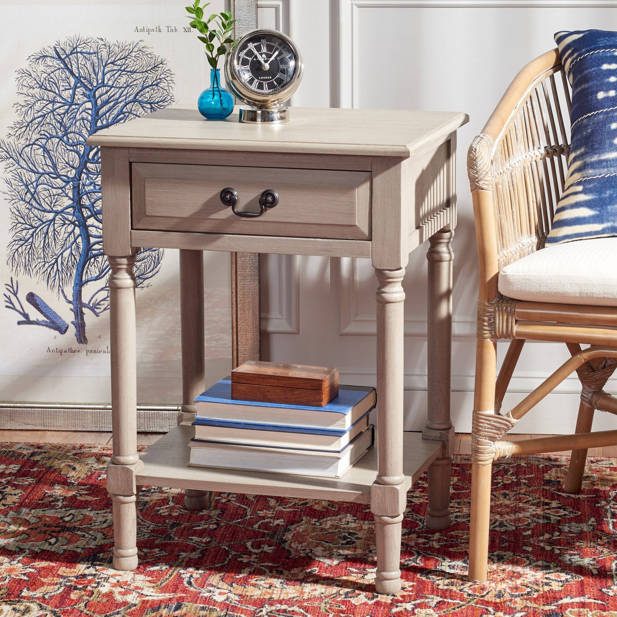 Greige 1 Drawer Accent Table Q823