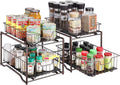 2 Pack Stackable 2-Tier Spice Rack with Sliding Storage Drawer, Rose Gold U713655