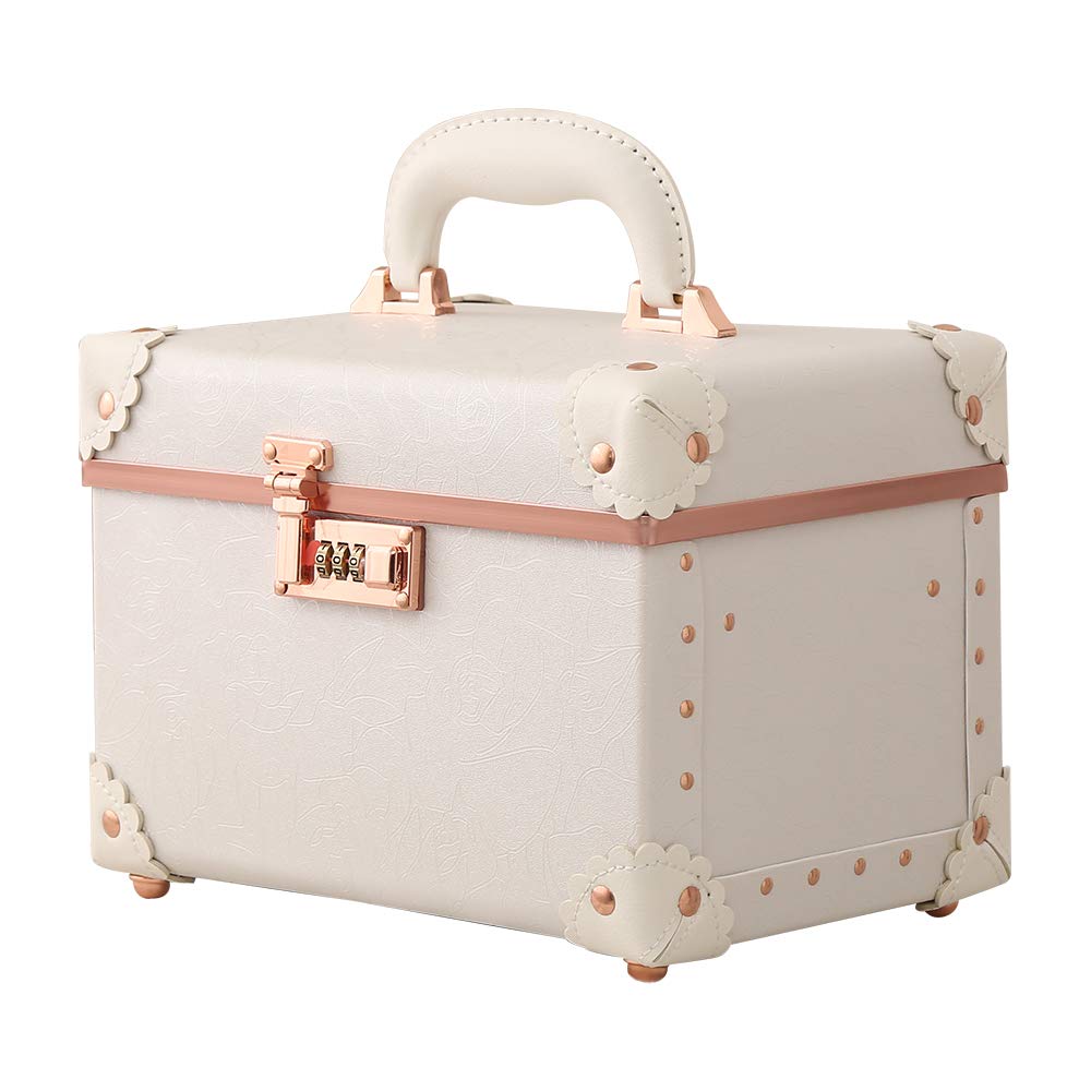 Retro Blue Portable Makeup Train Case with Combination Lock I3042