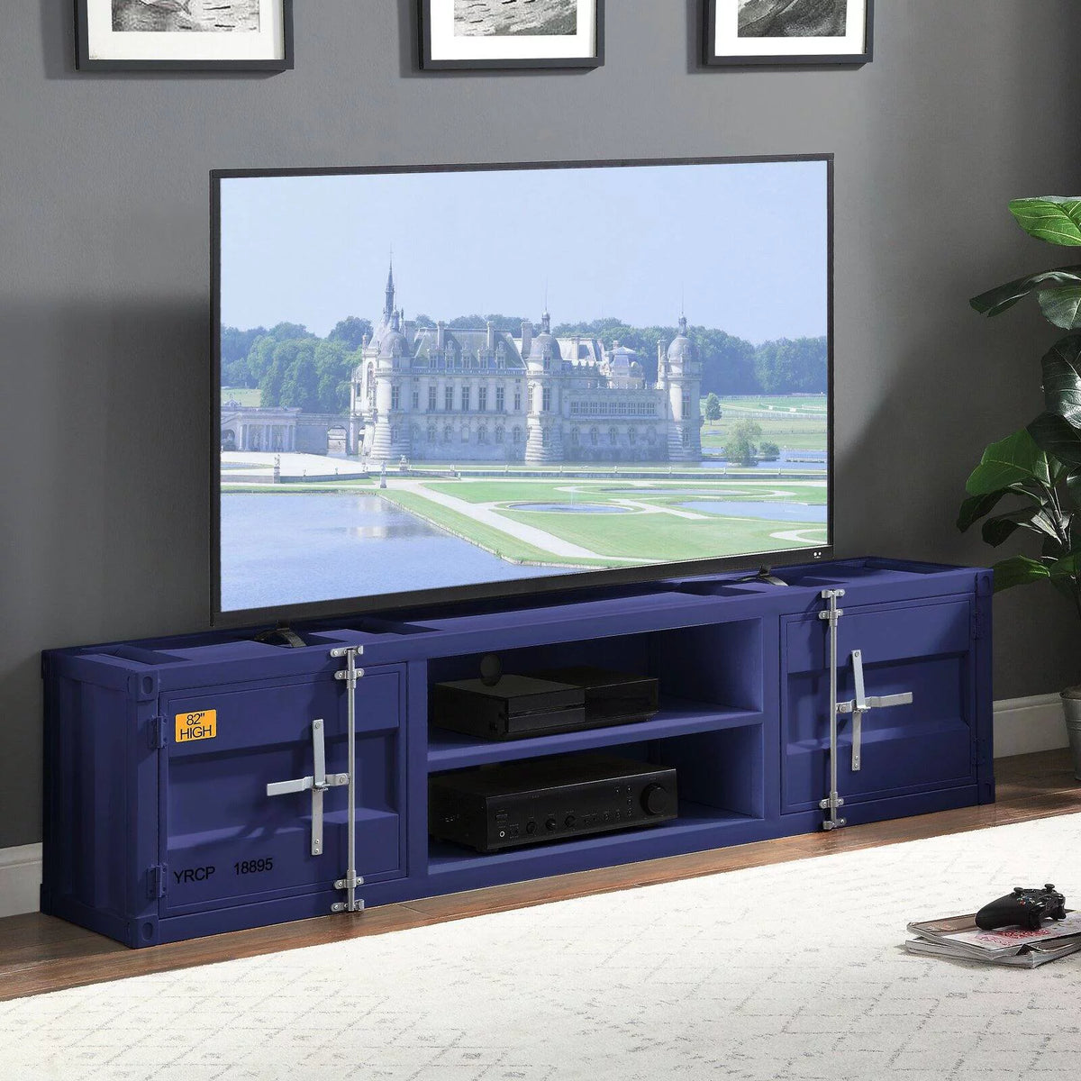 2-Door Metal Frame TV Stand with Shelves G82237