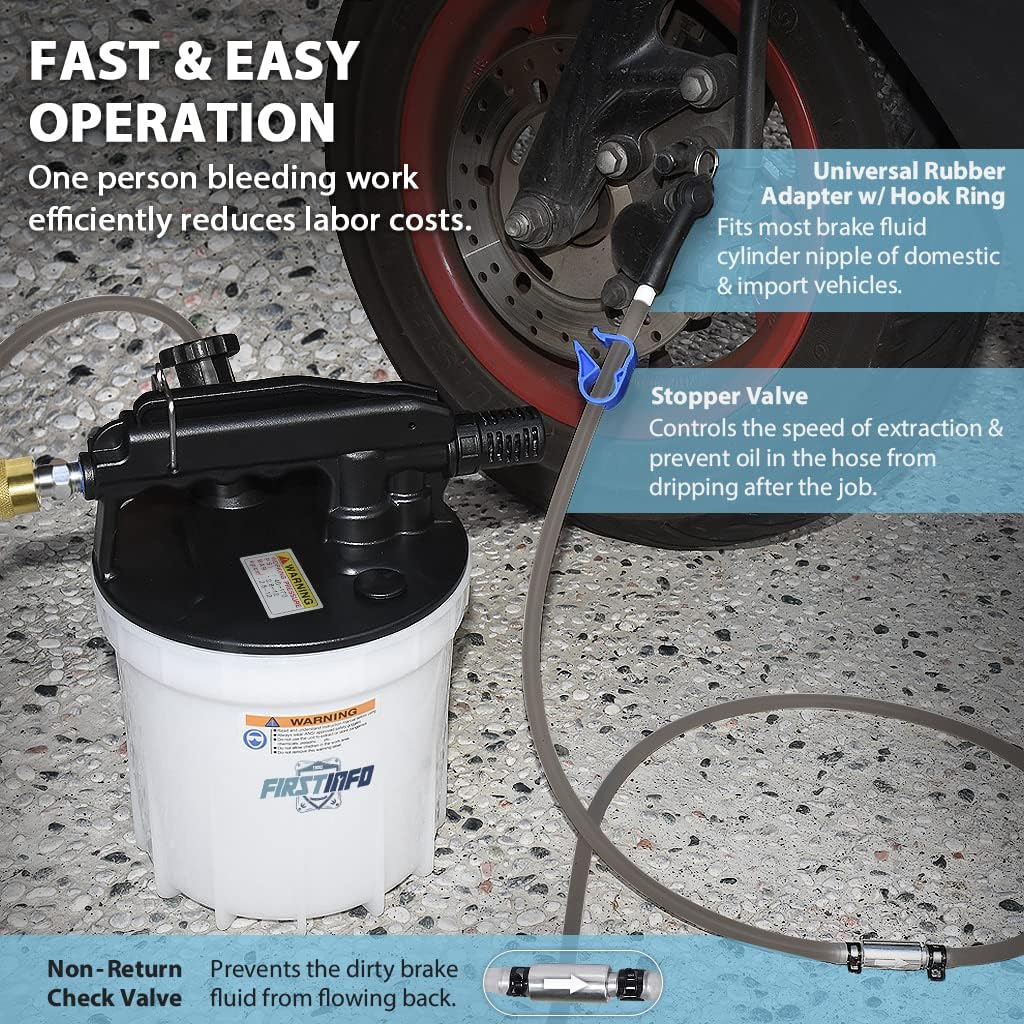 1.8 Liter Vacuum Brake Bleeder Extractor Kit with Silicone Bleeding Hose K33858