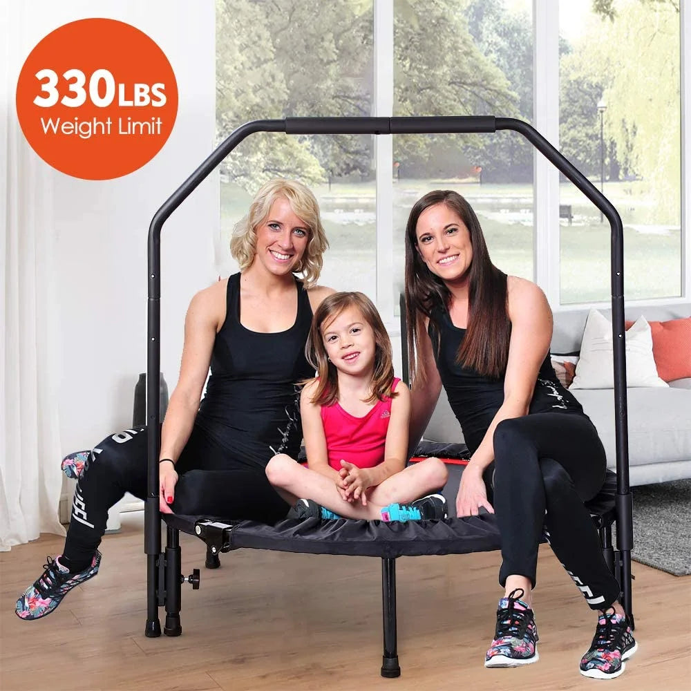 Foldable Fitness Trampoline with 3-Level Adjustable Foam Handrail B30173