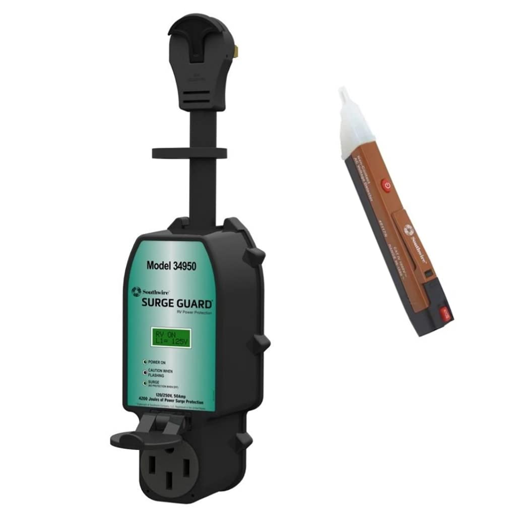 30 Amp RV Surge Protector with LCD Display and Handheld Voltage Tester U99065