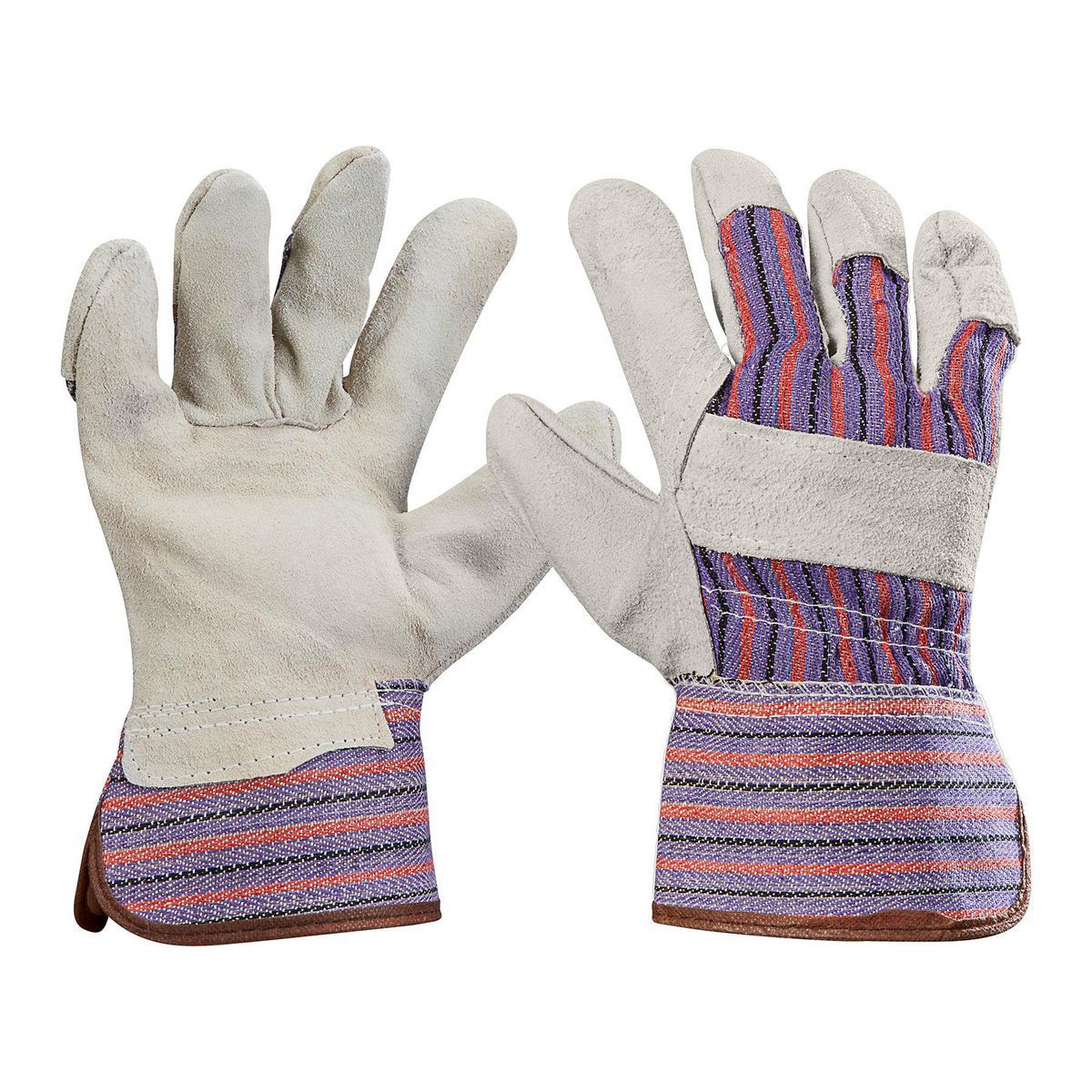 Split Leather Work Gloves with Cotton Back, 5 Pair C565500