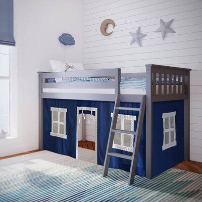 Gray Solid Wood Low Loft Bed Frame X815