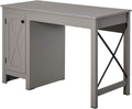 White Writing Desk with Lower Storage Cabinet and Metal Frame G79515