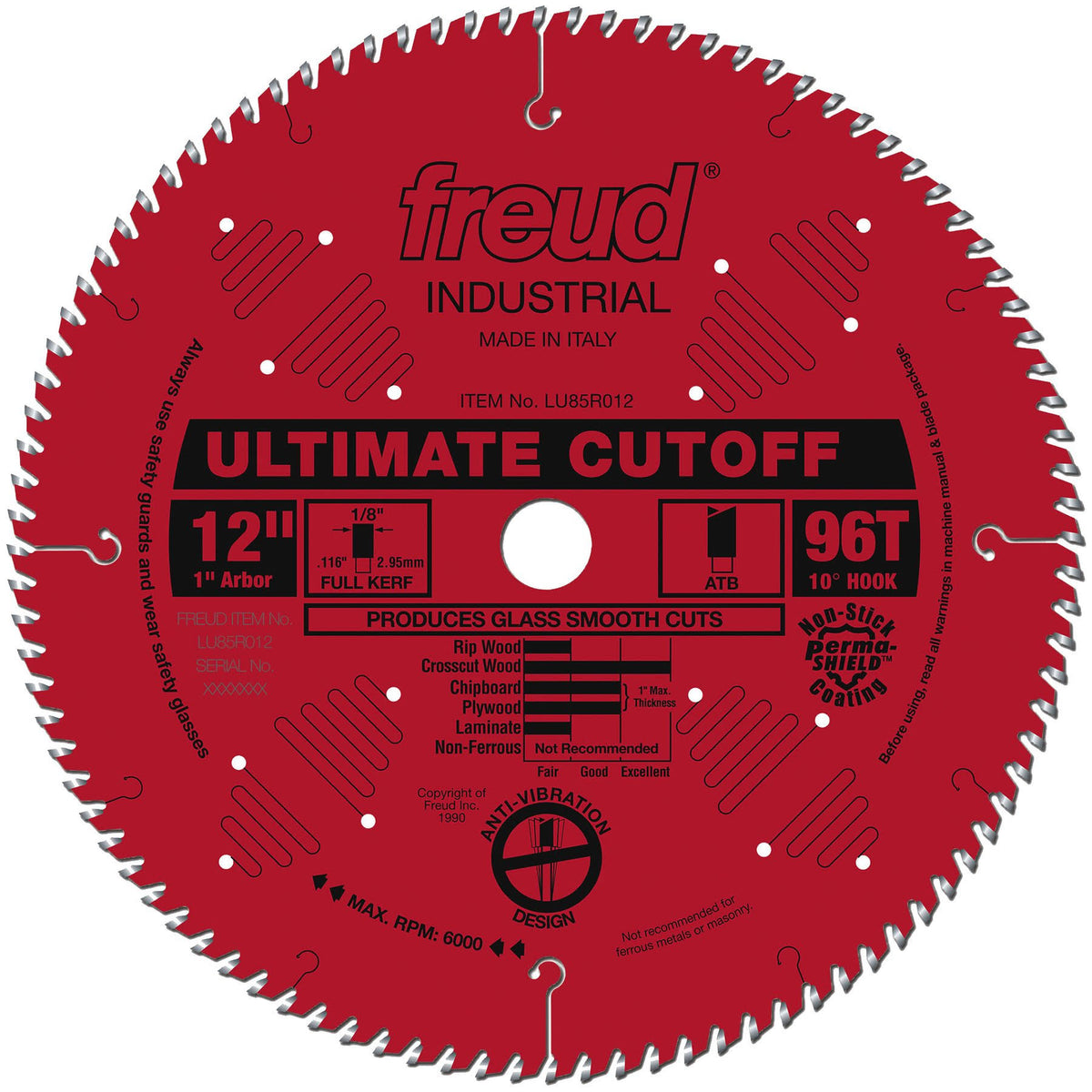 12 inch 96T ATB Teflon Carbide Industrial Cutoff Blade F3561