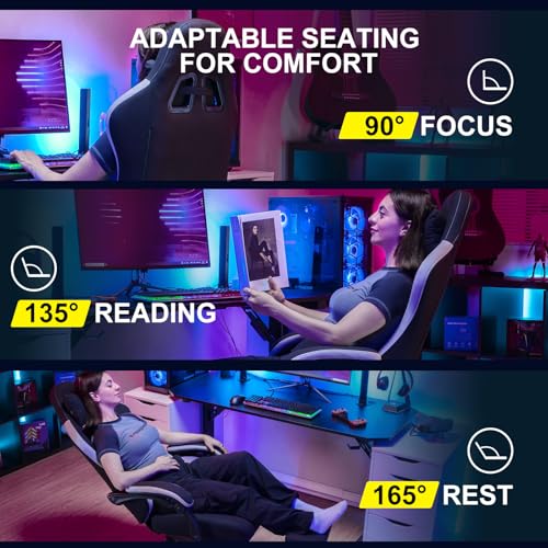 Black Ergonomic Gaming Chair with Footrest Q86283