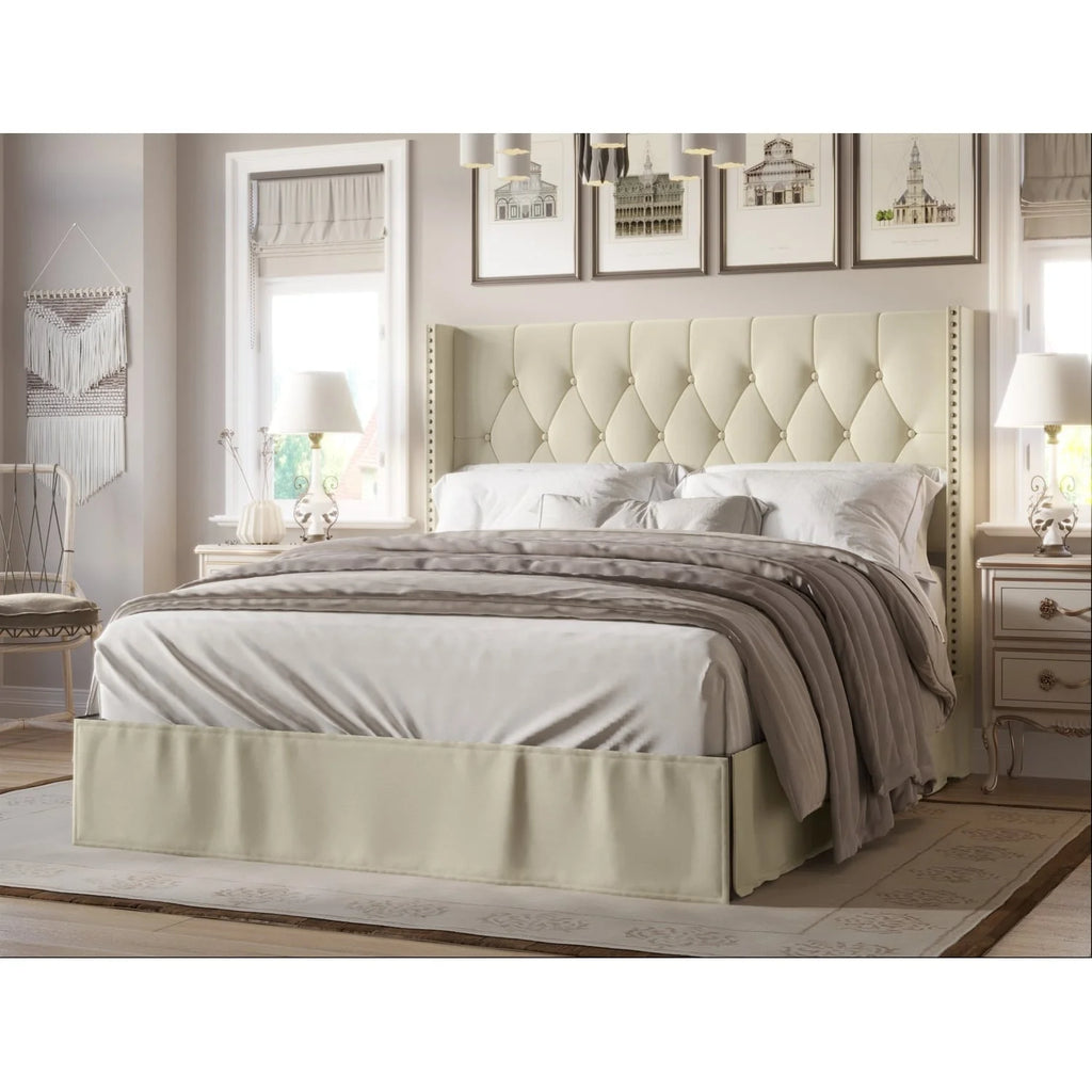 Grey Tufted Upholstered Panel Bed Full C77824