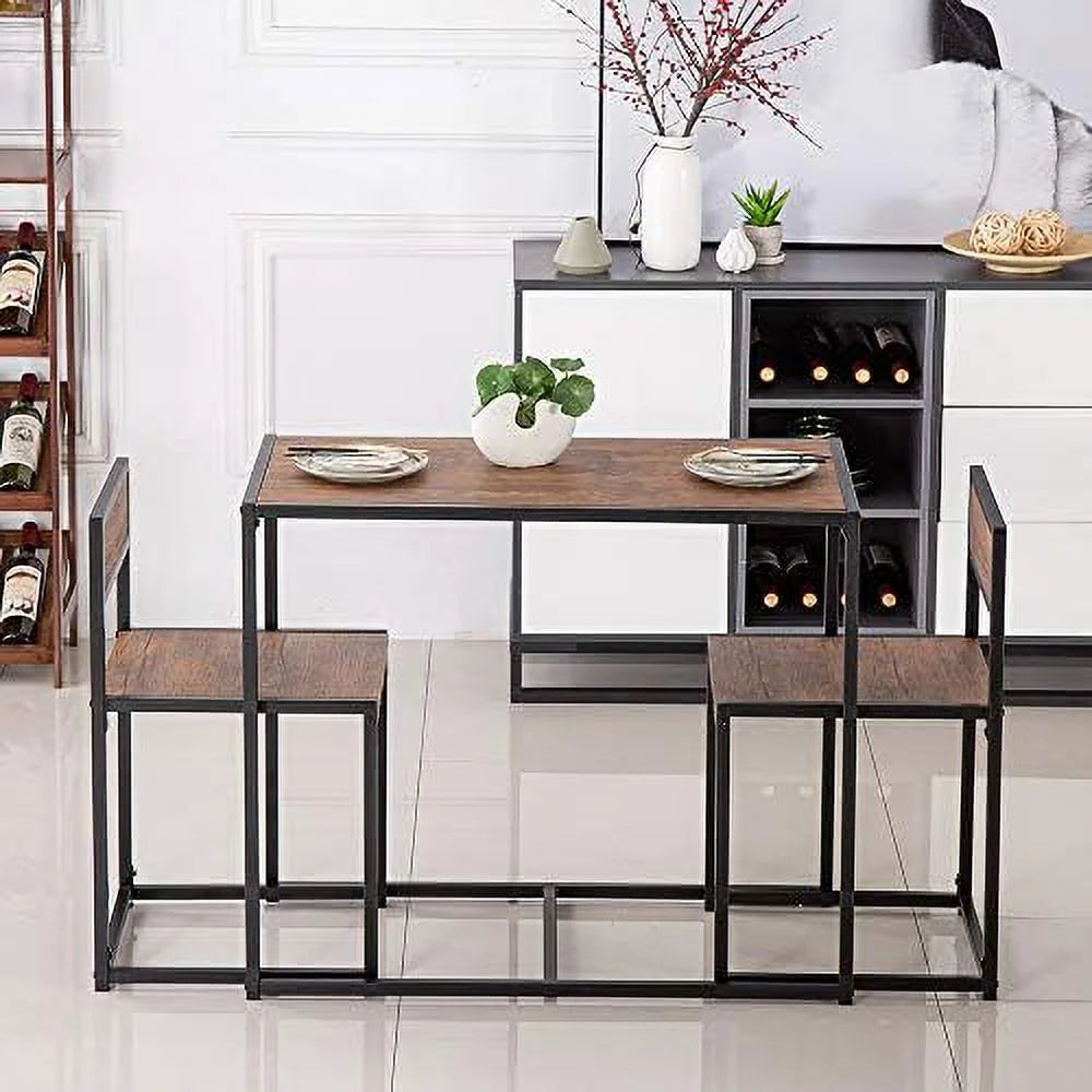 3 Pcs Modern Wood Dining Table and Chairs Set X41498