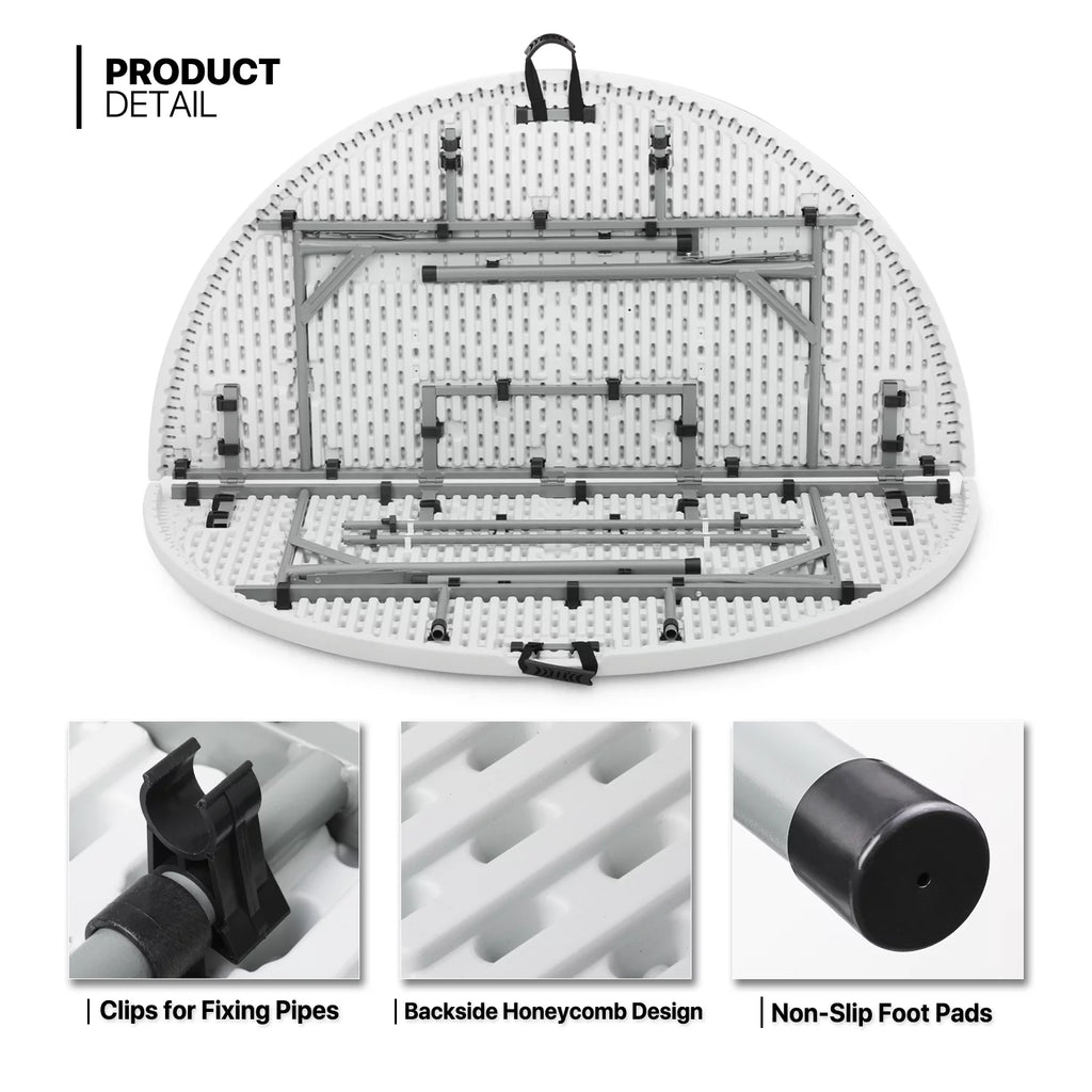 5Ft White Bi-Fold Plastic Table Set of 5 F8526