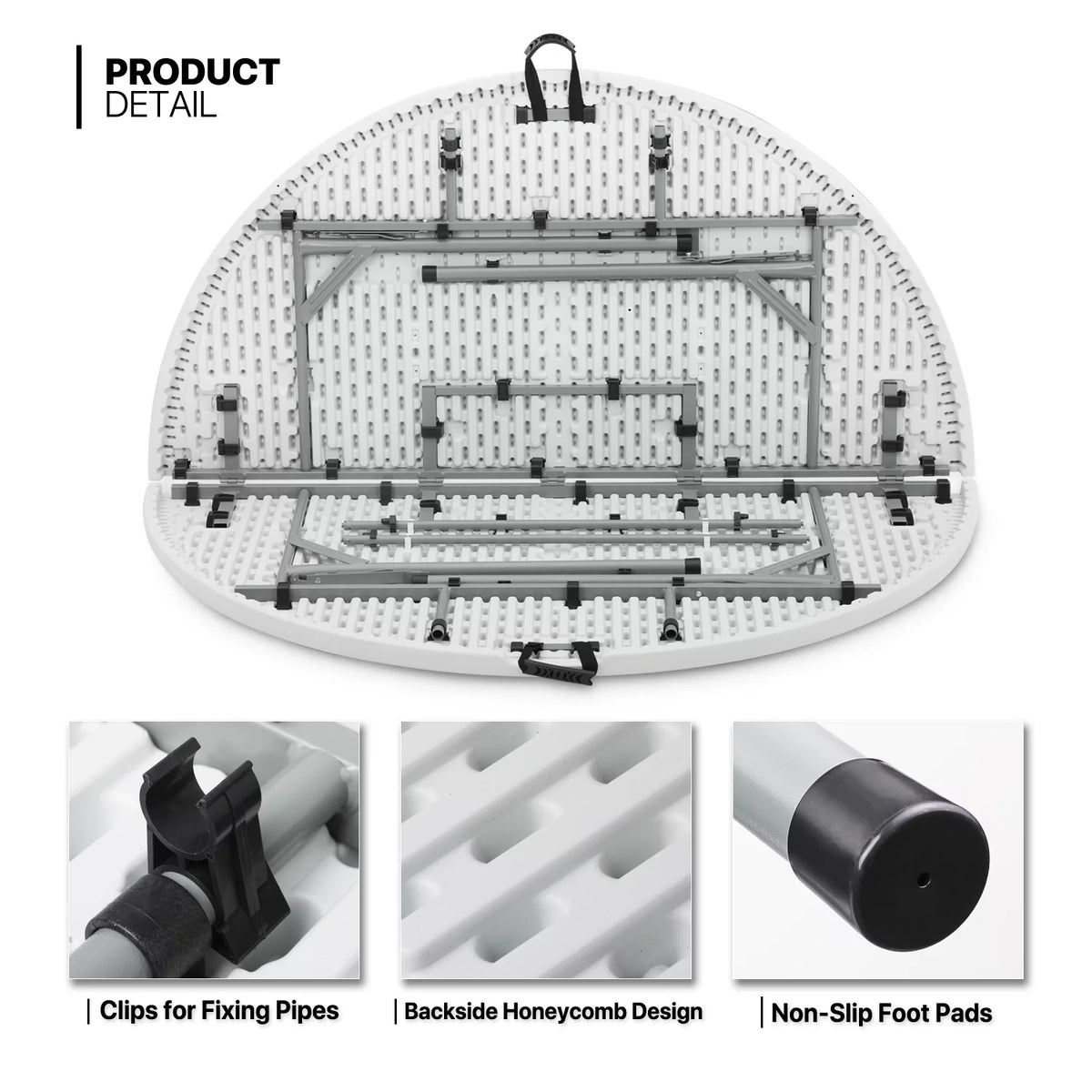 5Ft White Bi-Fold Plastic Table Set of 5 F8526