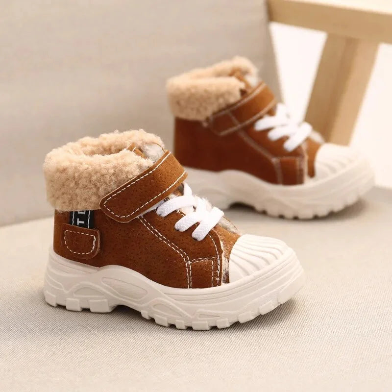 Children Warm Winter Velvet Cotton Waterproof Short Boots D9555