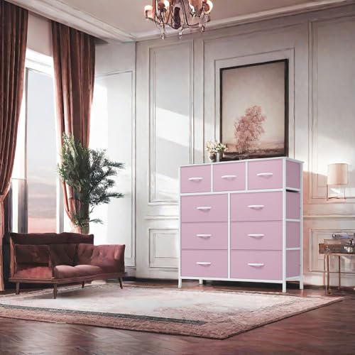 Pink 9 Drawer Fabric Storage Dresser T953692