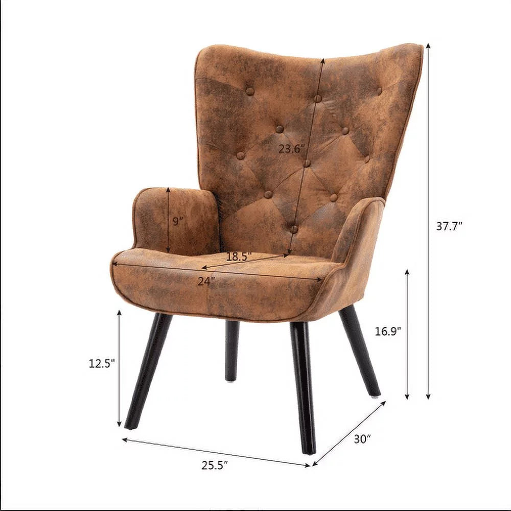 Velvet Accent Sofa Chair with Solid Wood Legs Q900489