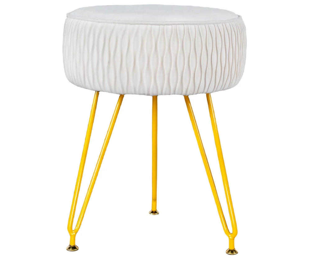 Faux Fur Vanity Stool with Golden Metal Legs B7023