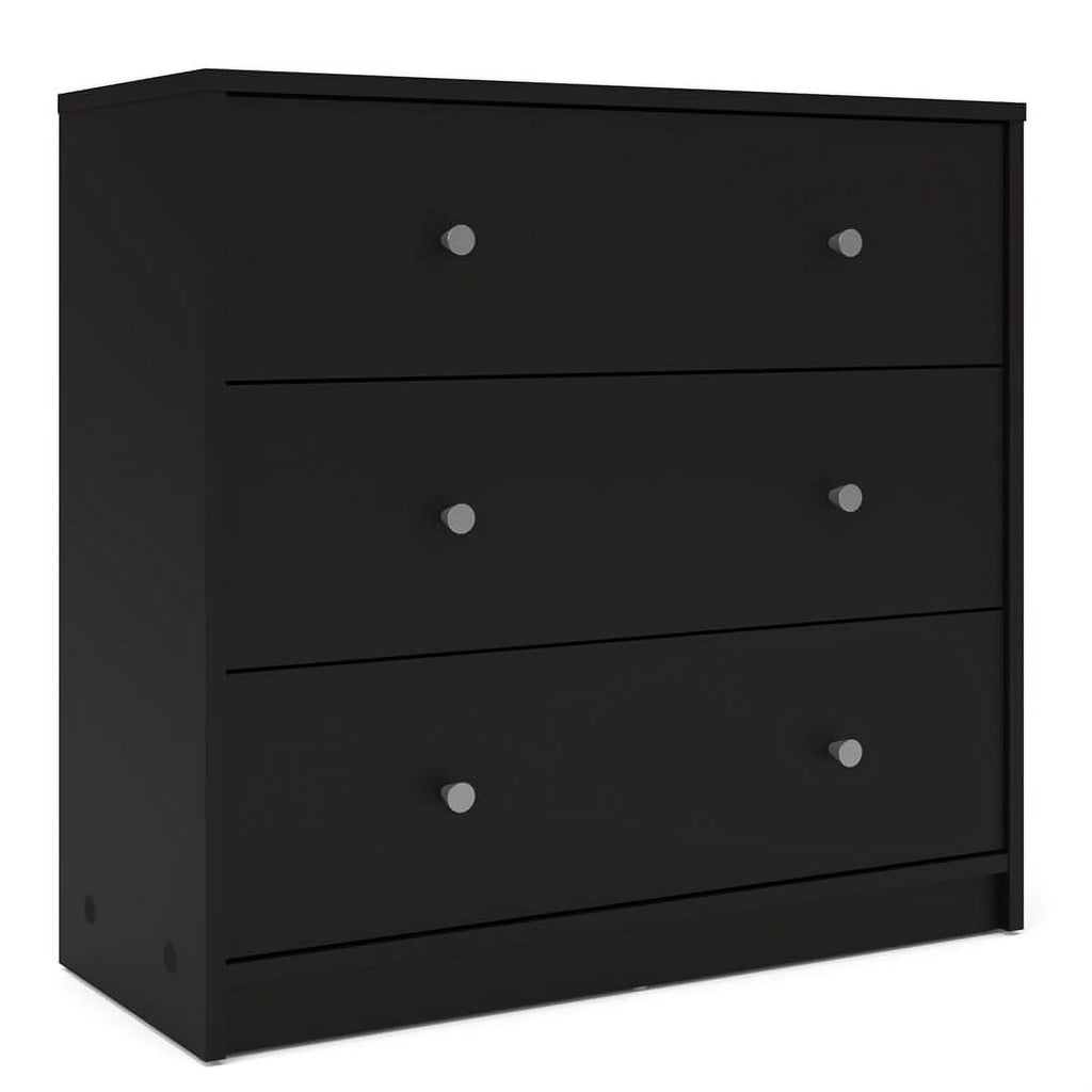 Black 3 Drawer Chest and 6 Drawer Double Dresser Set G553