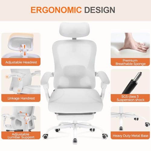 Ergonomic High-Back Mesh Office Chair with Footrest R554843