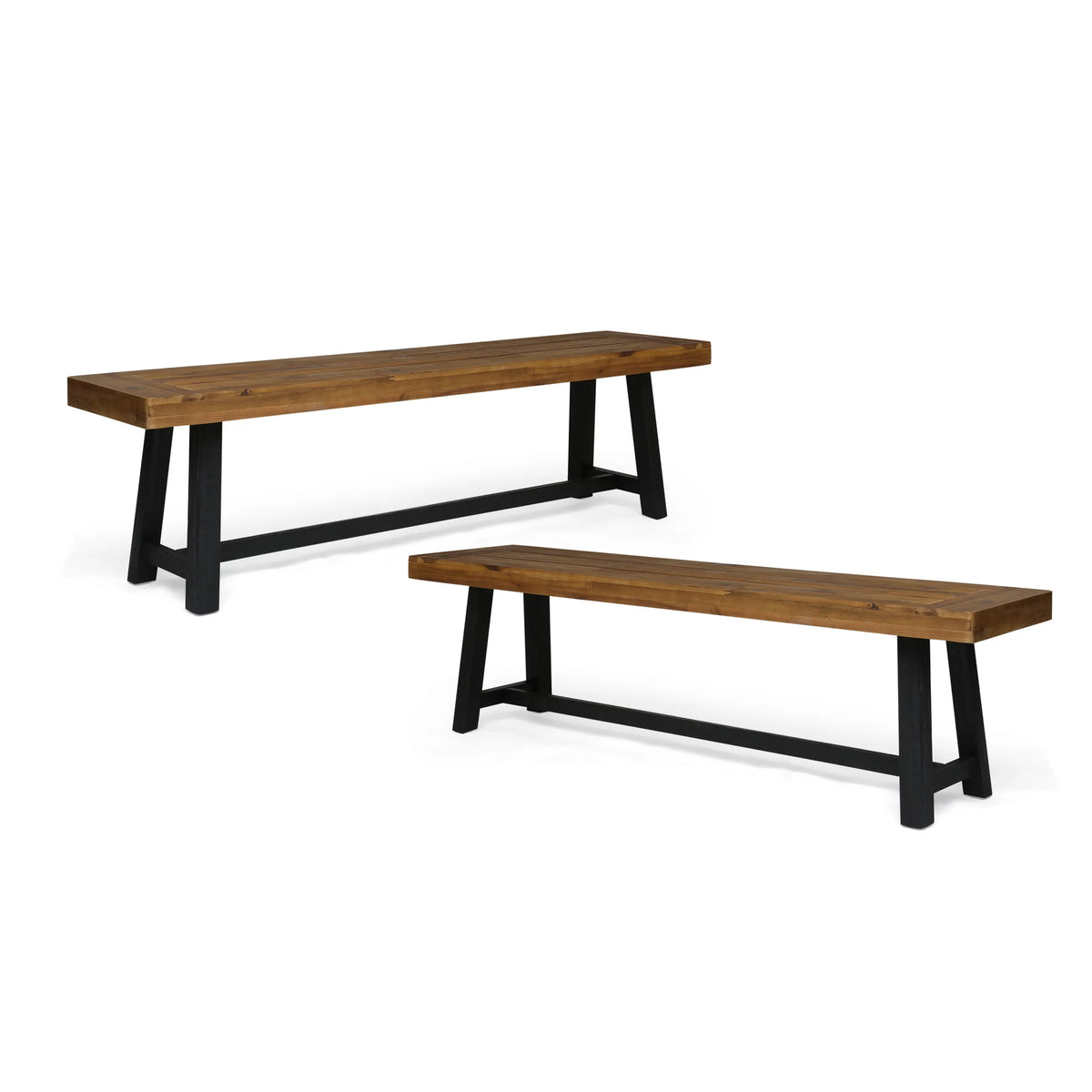 Acacia Wood Outdoor Bench Set of 2 N802