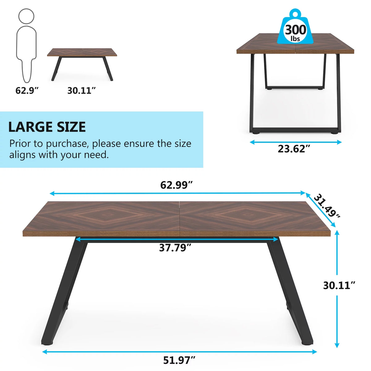 Rectangle Wooden Dining Table with Steel Legs V111504
