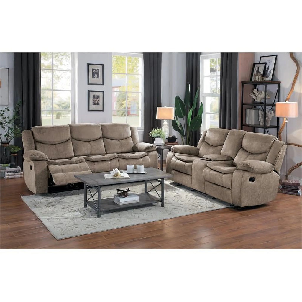 Brown Microfiber Reclining Loveseat R9829