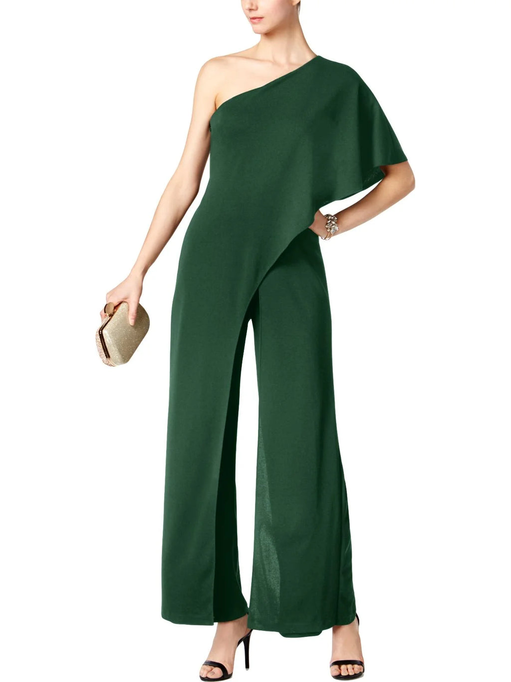One Shoulder Cape Sleeve Jumpsuit S34192